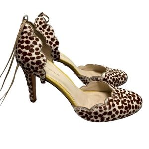 Anthropologie Guilhermina Zuid Spotted D'Orsay Scalloped Ponyhair Heels - Size 7